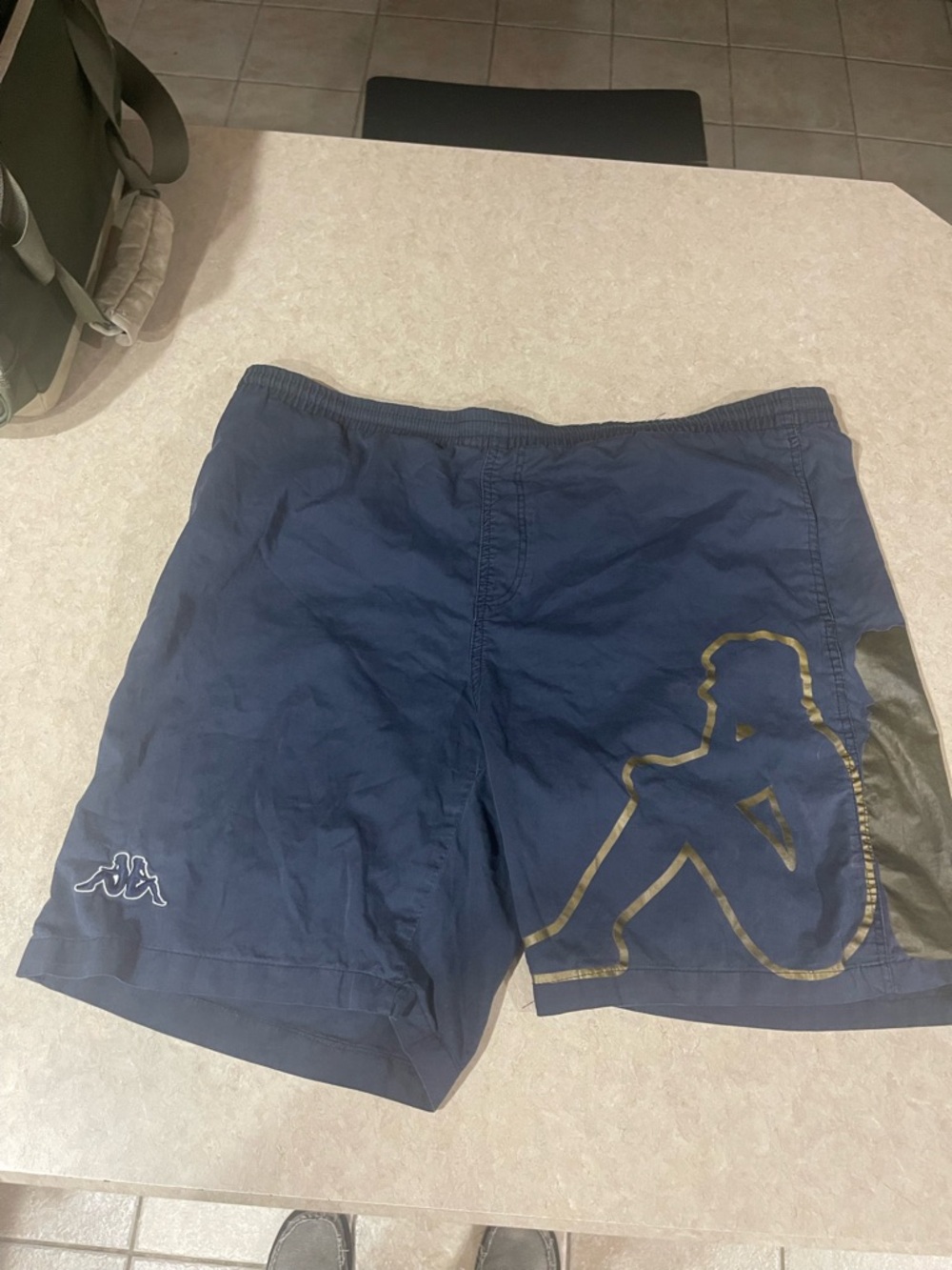 Kappa Mens Sport Shorts 3XL Navy Blue and Gold in Excellent Used Condition